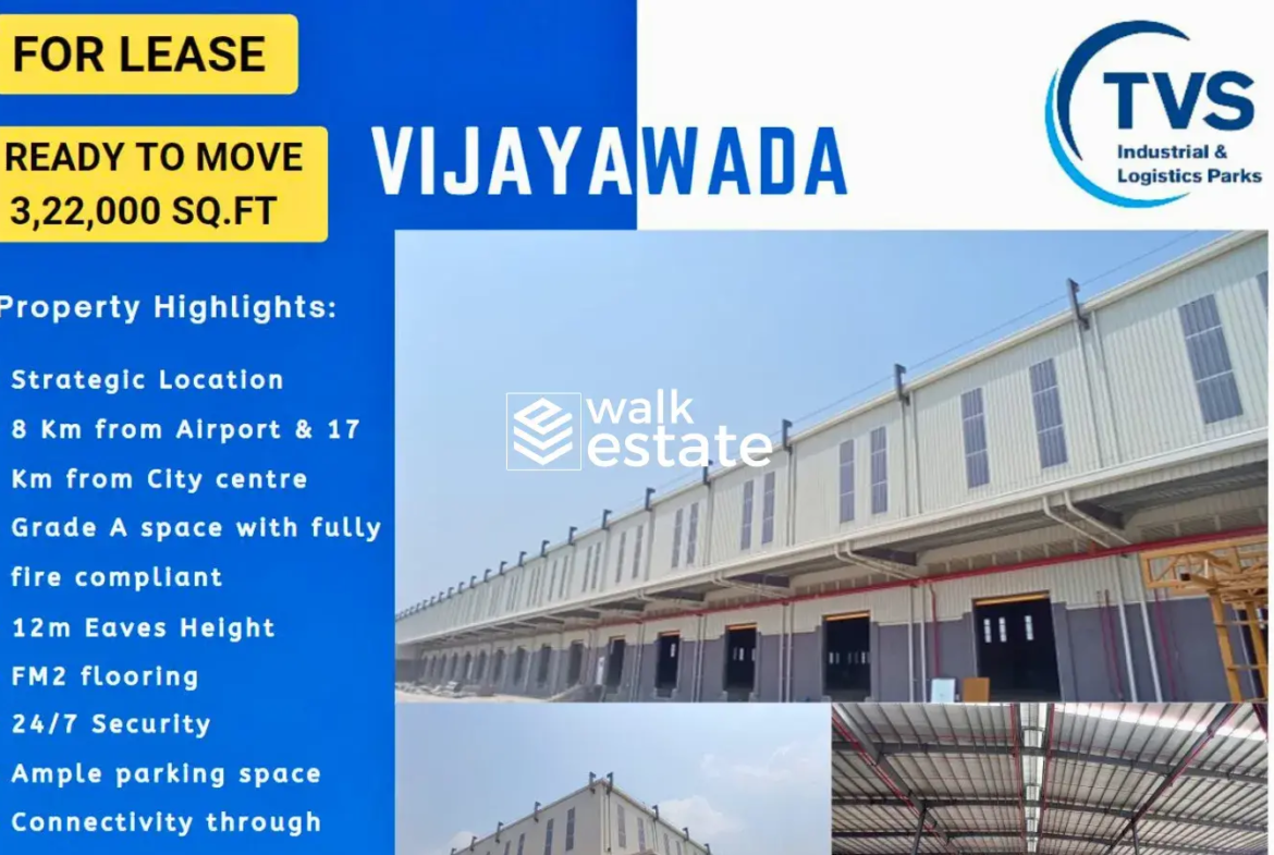 Massive 3,22,000 Sqft ready to move Warehouse for lease in Vijayawada Kankipadu