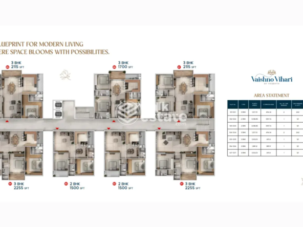Vasishta Vaishno Vihari 2 BHK and 3 BHK floors plans